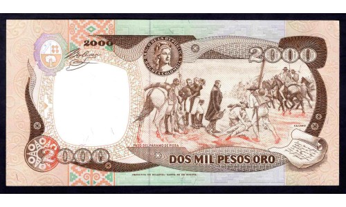 Колумбия 2000 песо 02.03.1992 г. (COLOMBIA  2000 pesos oro 02.03.1992) P 433А: UNC