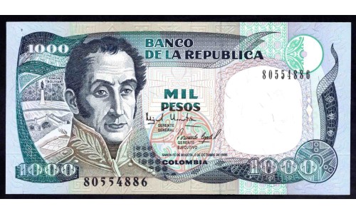 Колумбия 1000 песо 1995 года, 2 октября 1995 (COLOMBIA  1000 pesos oro 02.10.1995) P 438: UNC