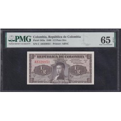 Колумбия 1/2 песо 1948 года, Редкие (COLOMBIA 1/2 peso oro 1942) P 345a: UNC