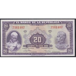 Колумбия 20 песо 1950 г. (COLOMBIA 20 pesos 1950) P 392d: UNC