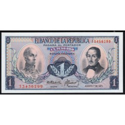 Колумбия 1 песо 1971 г. (COLOMBIA  1 pesos oro 1971) P 404е: UNC