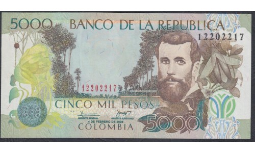 Колумбия 5000 песо 04.02.2006 г. (COLOMBIA  5000 pesos 04.02.2006) P 452g: UNC