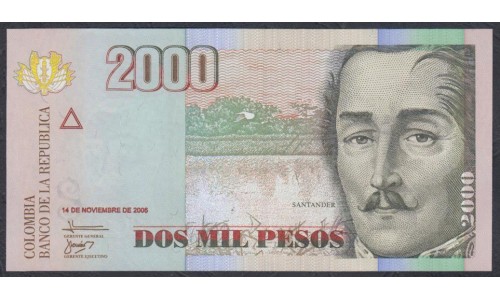 Колумбия 2000 песо 14.11. 2006 г. (COLOMBIA  2000 pesos 14.11.2006) P 457d: UNC