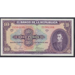 Колумбия 10 песо 1963 г. (COLOMBIA  10 pesos 1963) P 389f: aUNC/UNC