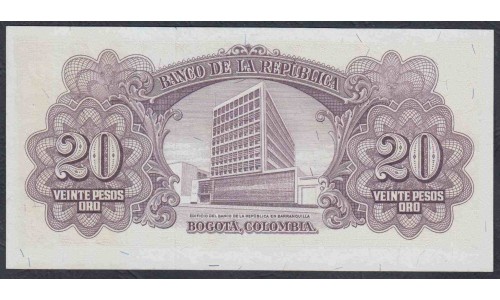 Колумбия 20 песо 1960 г. (COLOMBIA  20 peso oro 1960) P 401b: UNC