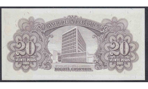 Колумбия 20 песо 1965 г. (COLOMBIA  20 peso oro 1965) P 401c: UNC
