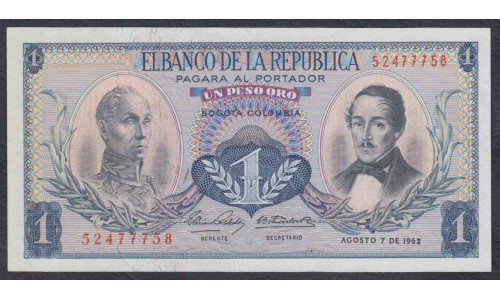 Колумбия 1 песо 1962 г. (COLOMBIA  1 pesos oro 1962) P 404b: UNC