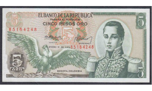 Колумбия 5 песо 1973 г. (COLOMBIA  5 pesos oro 1973) P 406e: UNC