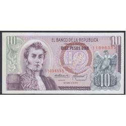Колумбия 10 песо 1970 г. (COLOMBIA  10 pesos oro 1970) P 407d: UNC