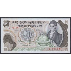 Колумбия 20 песо 1977 г. (COLOMBIA  20 pesos oro 1977) P 409с: UNC