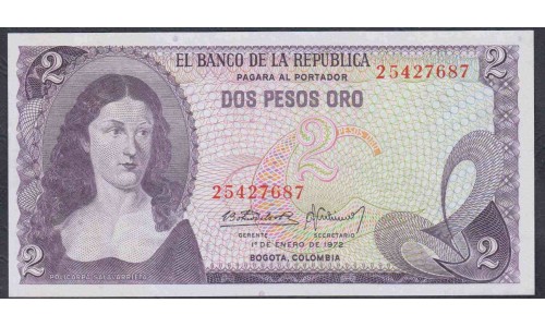 Колумбия 2 песо 1 января 1972 г. (COLOMBIA  2 pesos oro 01.01.1972) P 413а: UNC