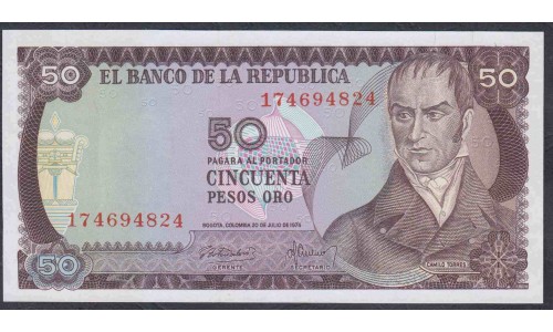 Колумбия 50 песо 1974 г. (COLOMBIA  50 pesos oro 1974) P 414: UNC