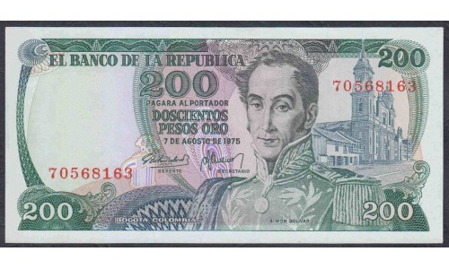 Колумбия 200 песо 1975 года (COLOMBIA  200 pesos oro 1975) P 417b: UNC
