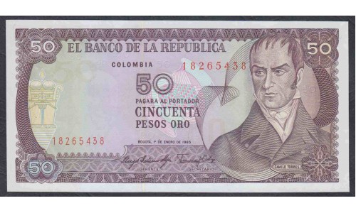 Колумбия 50 песо 1983 г. (COLOMBIA  50 pesos oro 1983) P 422b: UNC