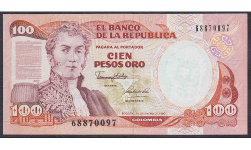 Колумбия 100 песо 1990 год (COLOMBIA  100 pesos oro 1990) P 426e: UNC
