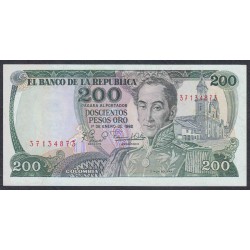 Колумбия 200 песо 1982 год (COLOMBIA  200 pesos oro 1982) P 427: UNC