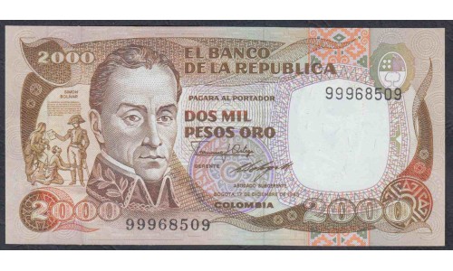 Колумбия 2000 песо 1985 г. (COLOMBIA  2000 pesos oro 1985) P 430с: UNC