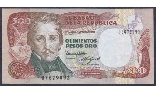 Колумбия 500 песо 1989 г. (COLOMBIA  500 pesos oro 1989) P 431: UNC