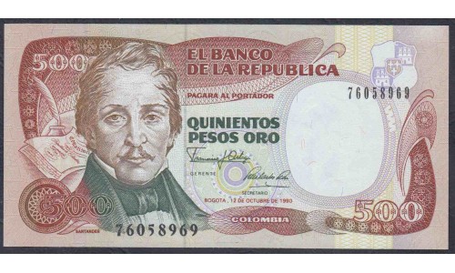 Колумбия 500 песо 1990 г. (COLOMBIA  500 pesos oro 1990) P 431: UNC