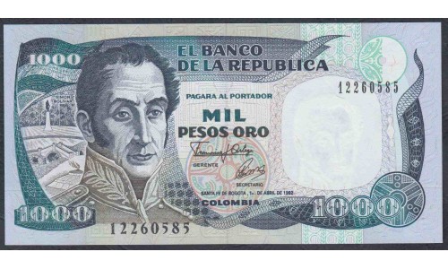 Колумбия 1000 песо 01.04.1992 г. (COLOMBIA  1000 pesos oro 01.04.1992) P 432А: UNC