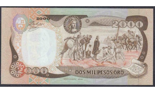 Колумбия 2000 песо 1986 г. (COLOMBIA  2000 pesos oro 1986) P 433a: UNC