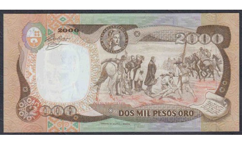 Колумбия 2000 песо 1988 г. (COLOMBIA  2000 pesos oro 1988) P 433b: UNC