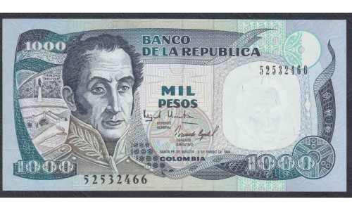 Колумбия 1000 песо 03.01.1994 г. (COLOMBIA  1000 pesos oro 03.01.1994) P 438: UNC