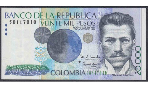 Колумбия 20000 песо 07.08.1998 г. (COLOMBIA  20000 pesos 07.08.1998) P 448c: UNC