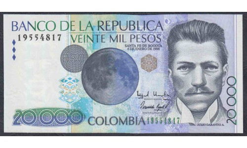 Колумбия 20000 песо 06.01.1998 г. (COLOMBIA  20000 pesos 06.01.1998) P 448b: UNC