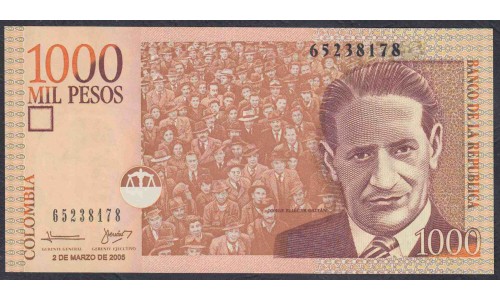 Колумбия 1000 песо 2005 г. (COLOMBIA  1000 pesos 2005) P 450i: UNC