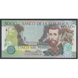 Колумбия 5000 песо 2010г. (COLOMBIA  5000 pesos 2010) P 452l: UNC