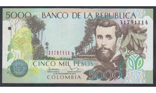 Колумбия 5000 песо 2013 (COLOMBIA  5000 pesos 2013) P 452o: UNC