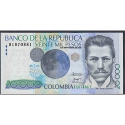 Колумбия 20000 песо 2008 г. (COLOMBIA  20000 pesos 2008) P 454t: UNC
