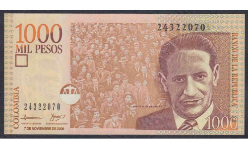 Колумбия 1000 песо 07.11. 2006 г. (COLOMBIA  1000 pesos 07.11. 2006) P456d: UNC