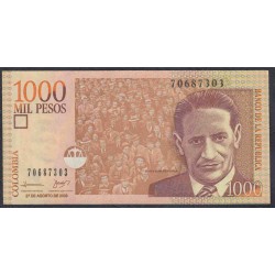 Колумбия 1000 песо 27.08. 2008 г. (COLOMBIA  1000 pesos 27.08. 2008) P-456j: UNC