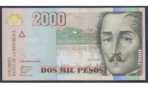 Колумбия 2000 песо 2005 г. (COLOMBIA  2000 pesos 2005) P 457a: UNC