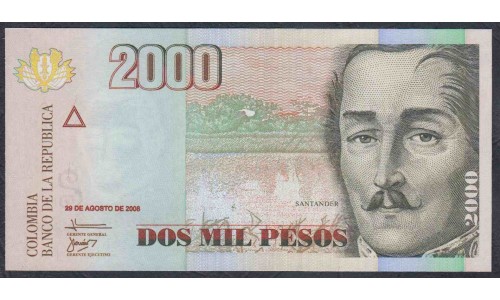 Колумбия 2000 песо 29.08.2008 г. (COLOMBIA  2000 pesos 29.08.2008) P 457i: UNC