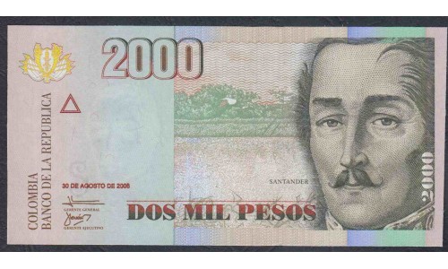 Колумбия 2000 песо 30.08. 2008 г. (COLOMBIA  2000 pesos 30.08.2008) P 457j: UNC