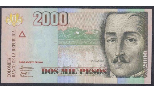 Колумбия 2000 песо 20.08. 2009 г. (COLOMBIA  2000 pesos 20.08.2009) P 457l: UNC