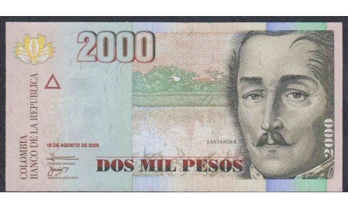 Колумбия 2000 песо 19.08. 2009 г. (COLOMBIA  2000 pesos 19.08.2009) P 457k: UNC