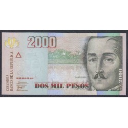 Колумбия 2000 песо 30.07.2010 г. (COLOMBIA  2000 pesos 30.07.2010) P 457p: UNC