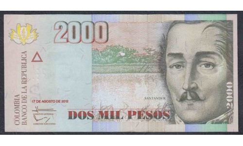 Колумбия 2000 песо 17.08.2012 г. (COLOMBIA  2000 pesos 17.08.2012) P 457t: UNC