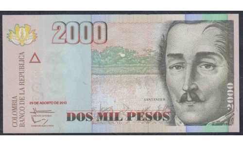 Колумбия 2000 песо 29.08.2013 г. (COLOMBIA  2000 pesos 29.08.2013) P 457v: UNC