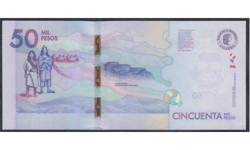 Колумбия 50000 песо 2016 г. (COLOMBIA  50000 pesos 2016) P 462b: UNC