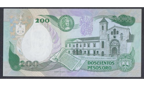 Колумбия 200 песо 01.04.1988 года (COLOMBIA  200 pesos oro 01.04.1988) P 429d: UNC