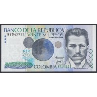 Колумбия 20000 песо 24 августа 2009 г. (COLOMBIA  20000 pesos 24.08.2009) P 454: UNC