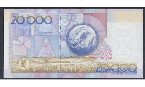 Колумбия 20000 песо 24 августа 2009 г. (COLOMBIA  20000 pesos 24.08.2009) P 454: UNC