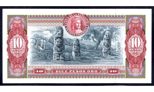 Колумбия 10 песо 1969 г. (COLOMBIA  10 pesos oro 1969) P 407с: UNC