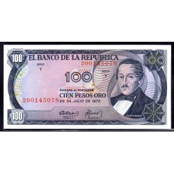 Колумбия 100 песо 1973 г. (COLOMBIA  100 pesos oro 1973 )  415: UNC