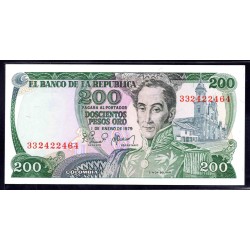 Колумбия 200 песо 1979 г. (COLOMBIA  200 pesos oro 1979) P 419: UNC